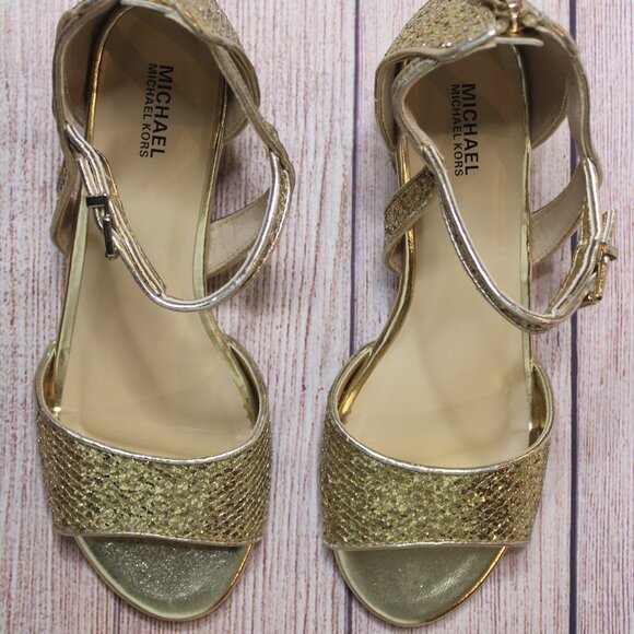 Michael Michael Kors Gold Glitter Low Heels - Picture 4 of 9
